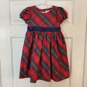 Max Studio Kids Holiday Red Blue Green Plaid Dress With Bow Size 5 Christmas